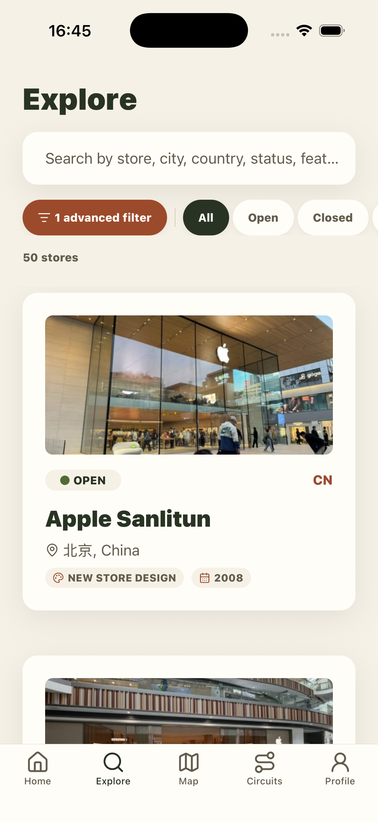 Screenshot of the Atlas Places app