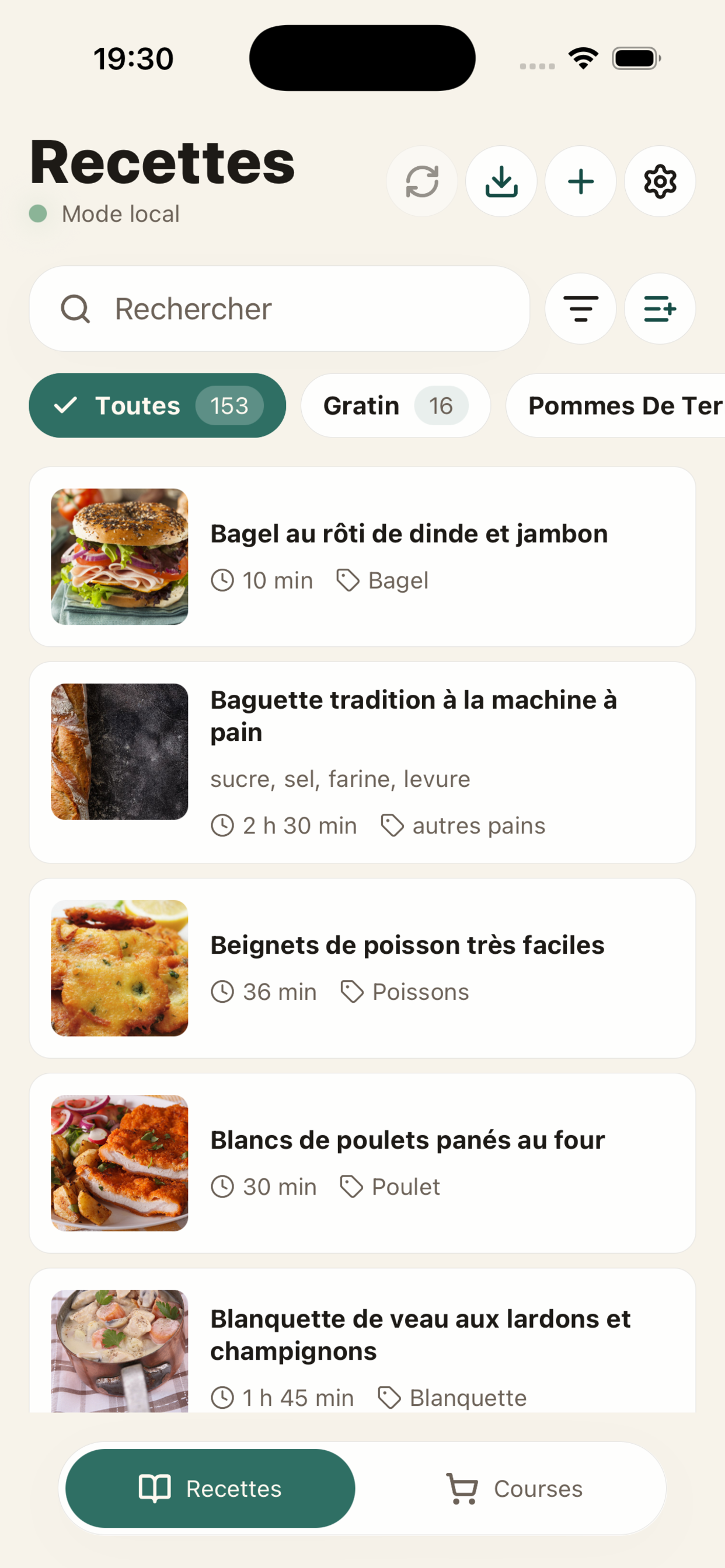 Capture d'écran de l'application AvoCook